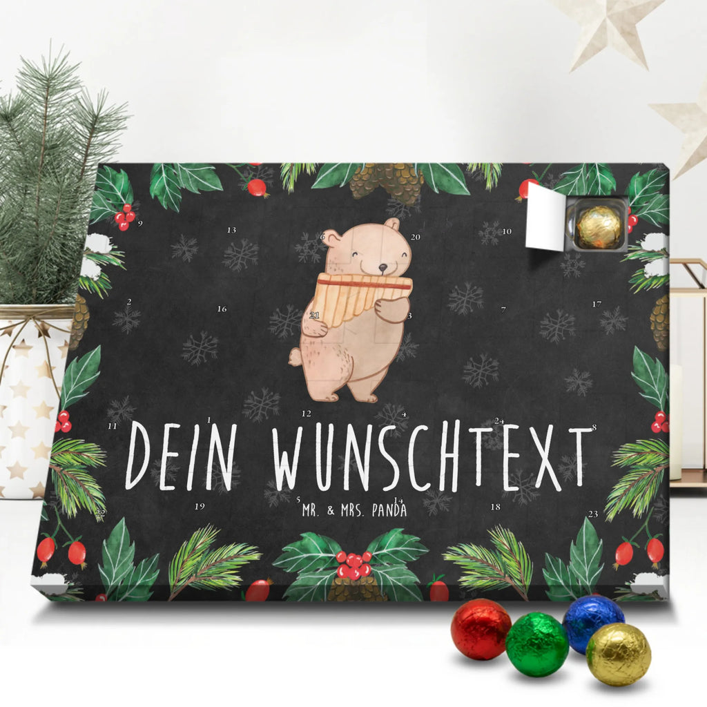 Personalisierter Schoko Adventskalender Bär Panflöte Personalisierter Adventskalender, Adventskalender mit Namen, Instrumente, Geschenke Musiker, Musikliebhaber, Bär, Panflöte, Flöte, Pan, Blasinstrument