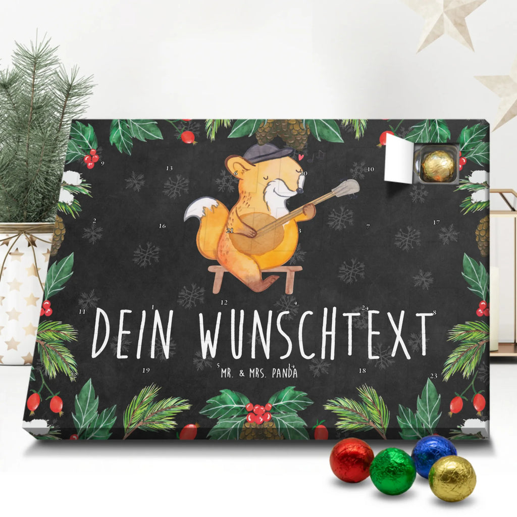 Personalisierter Schoko Adventskalender Fuchs Banjo Personalisierter Adventskalender, Adventskalender mit Namen, Instrumente, Geschenke Musiker, Musikliebhaber, Fuchs, Banjo, Saiteninstrument, Zupfinstrument, Laute, Akustik