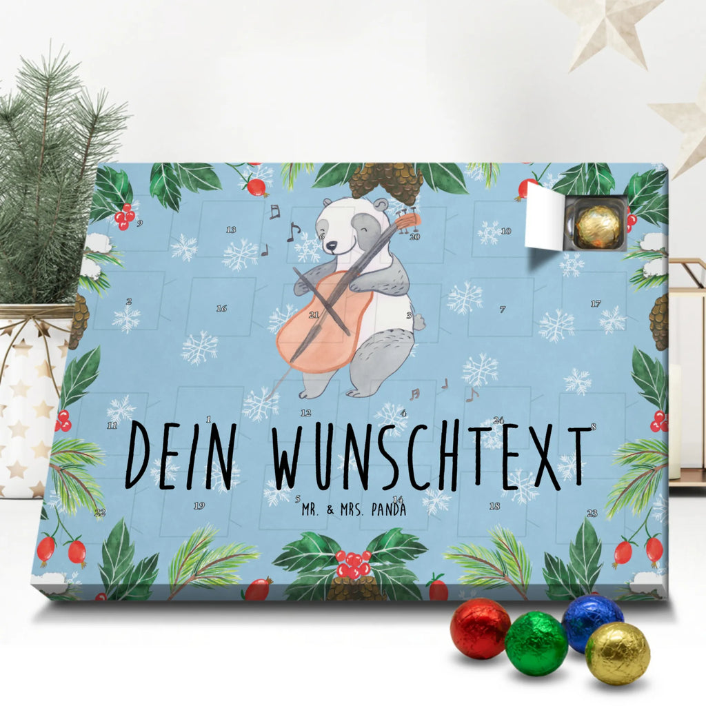 Personalisierter Schoko Adventskalender Panda Cello Personalisierter Adventskalender, Adventskalender mit Namen, Instrumente, Geschenke Musiker, Musikliebhaber, Panda, Cello, Streicher, Orchester, Kammermusik, Barock, Klassik, Bogen, Saiteninstrument