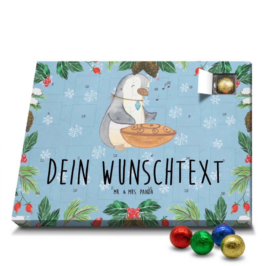 Personalisierter Schoko Adventskalender Pinguin Handpan Personalisierter Adventskalender, Adventskalender mit Namen, Instrumente, Geschenke Musiker, Musikliebhaber, Pinguin, Handpan, Stahltrommel, Steel Pan