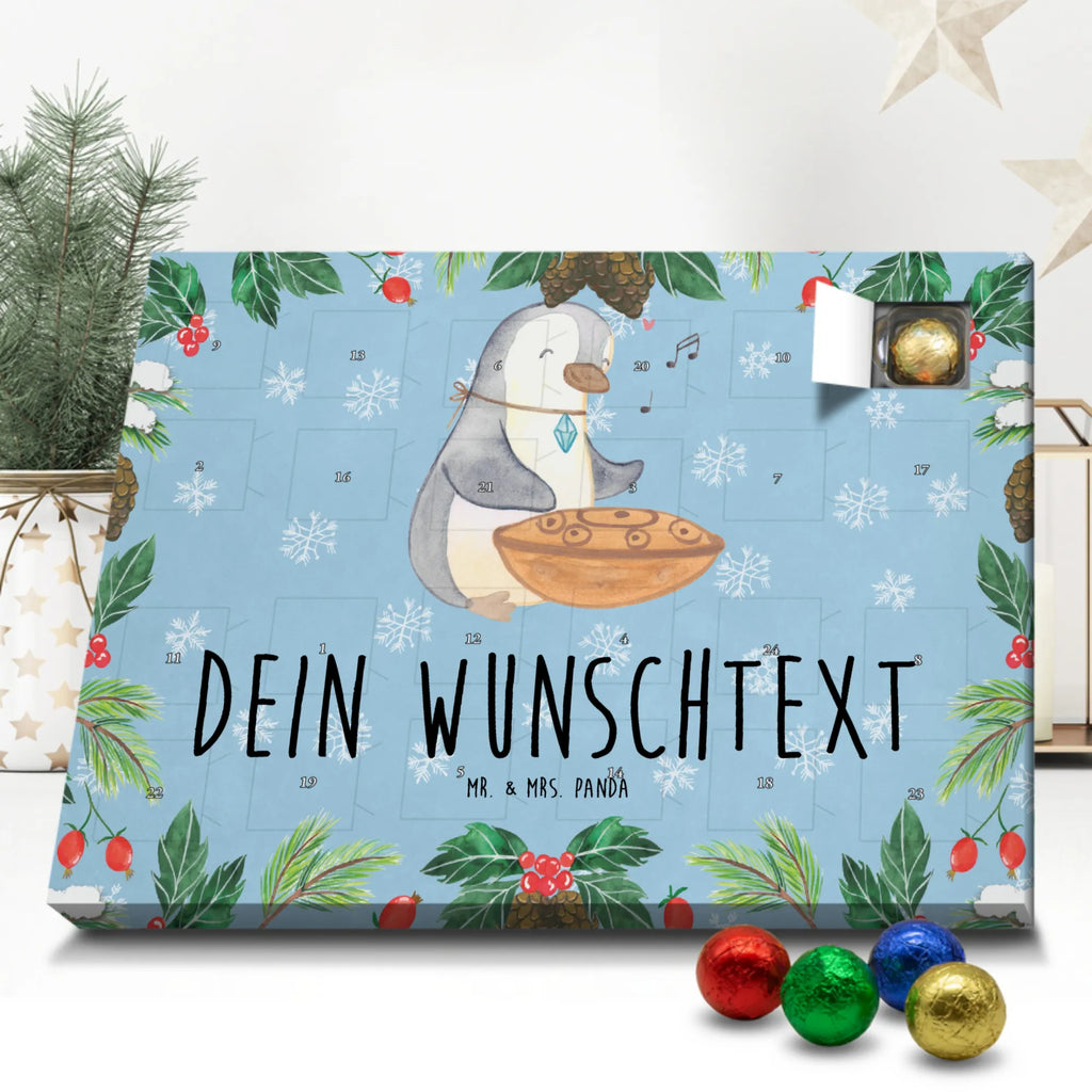 Personalisierter Schoko Adventskalender Pinguin Handpan Personalisierter Adventskalender, Adventskalender mit Namen, Instrumente, Geschenke Musiker, Musikliebhaber, Pinguin, Handpan, Stahltrommel, Steel Pan