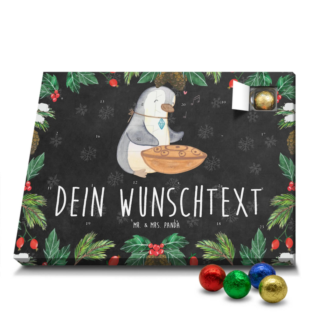 Personalisierter Schoko Adventskalender Pinguin Handpan Personalisierter Adventskalender, Adventskalender mit Namen, Instrumente, Geschenke Musiker, Musikliebhaber, Pinguin, Handpan, Stahltrommel, Steel Pan