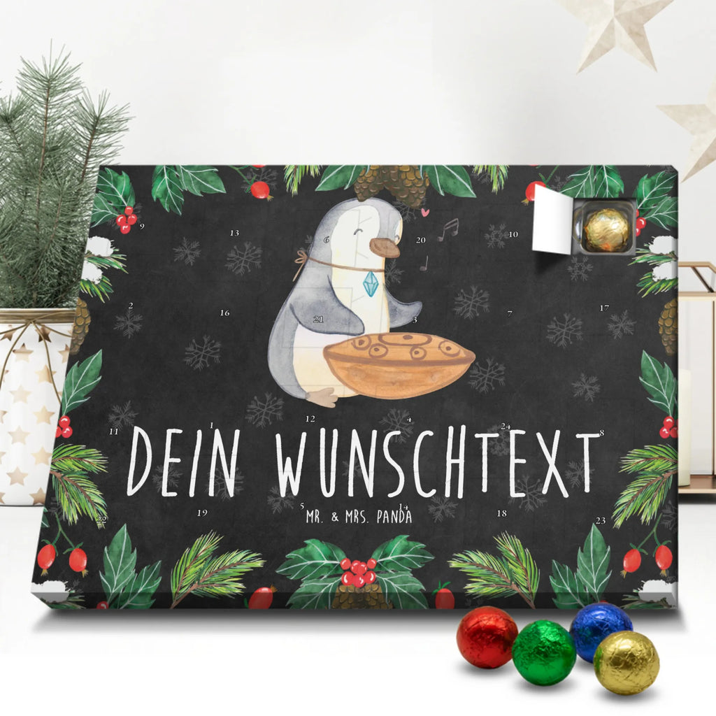 Personalisierter Schoko Adventskalender Pinguin Handpan Personalisierter Adventskalender, Adventskalender mit Namen, Instrumente, Geschenke Musiker, Musikliebhaber, Pinguin, Handpan, Stahltrommel, Steel Pan