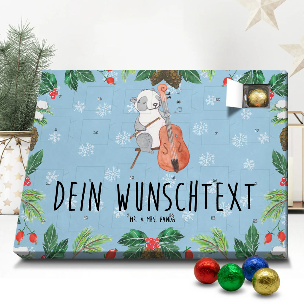 Personalisierter Schoko Adventskalender Panda Kontrabass Personalisierter Adventskalender, Adventskalender mit Namen, Instrumente, Geschenke Musiker, Musikliebhaber, Panda, Kontrabass, Streicher, Orchester, Bassinstrument, Klassik, Ensemble