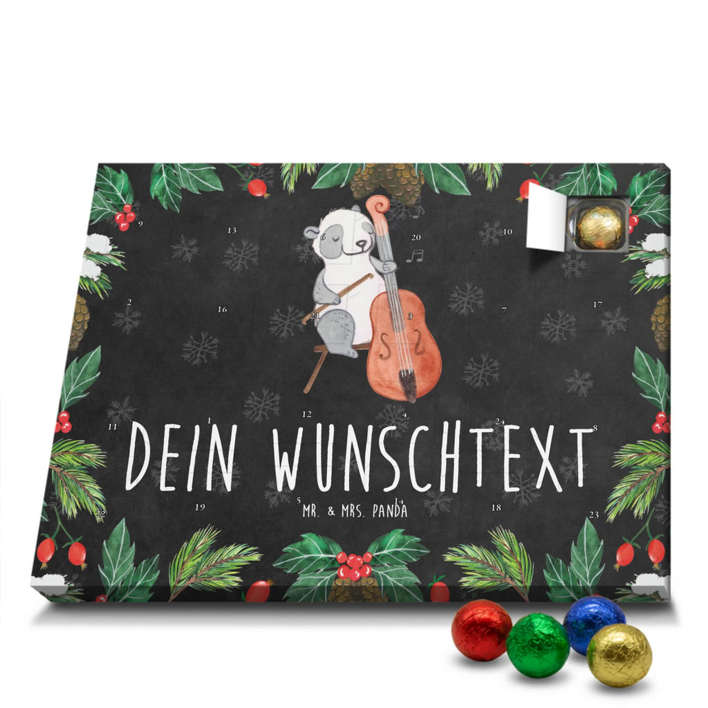 Personalisierter Schoko Adventskalender Panda Kontrabass Personalisierter Adventskalender, Adventskalender mit Namen, Instrumente, Geschenke Musiker, Musikliebhaber, Panda, Kontrabass, Streicher, Orchester, Bassinstrument, Klassik, Ensemble