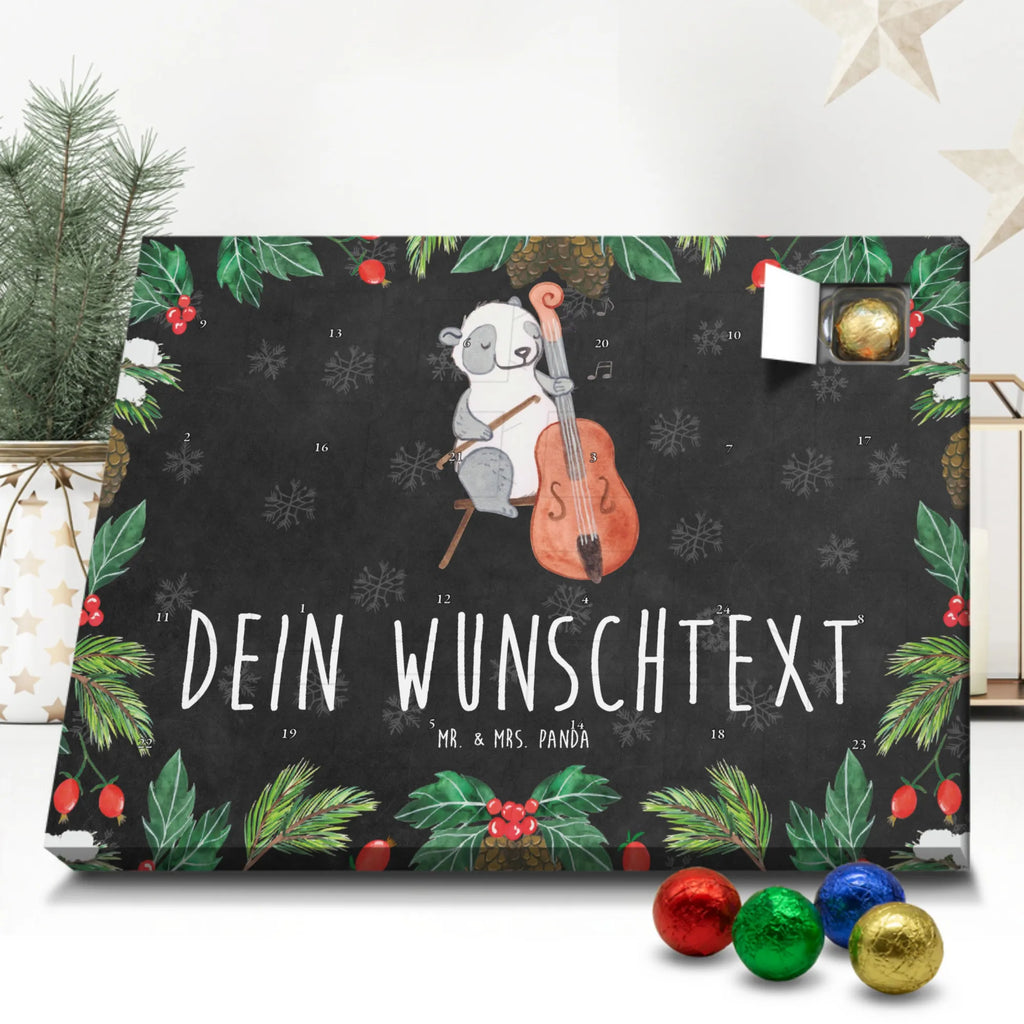 Personalisierter Schoko Adventskalender Panda Kontrabass Personalisierter Adventskalender, Adventskalender mit Namen, Instrumente, Geschenke Musiker, Musikliebhaber, Panda, Kontrabass, Streicher, Orchester, Bassinstrument, Klassik, Ensemble