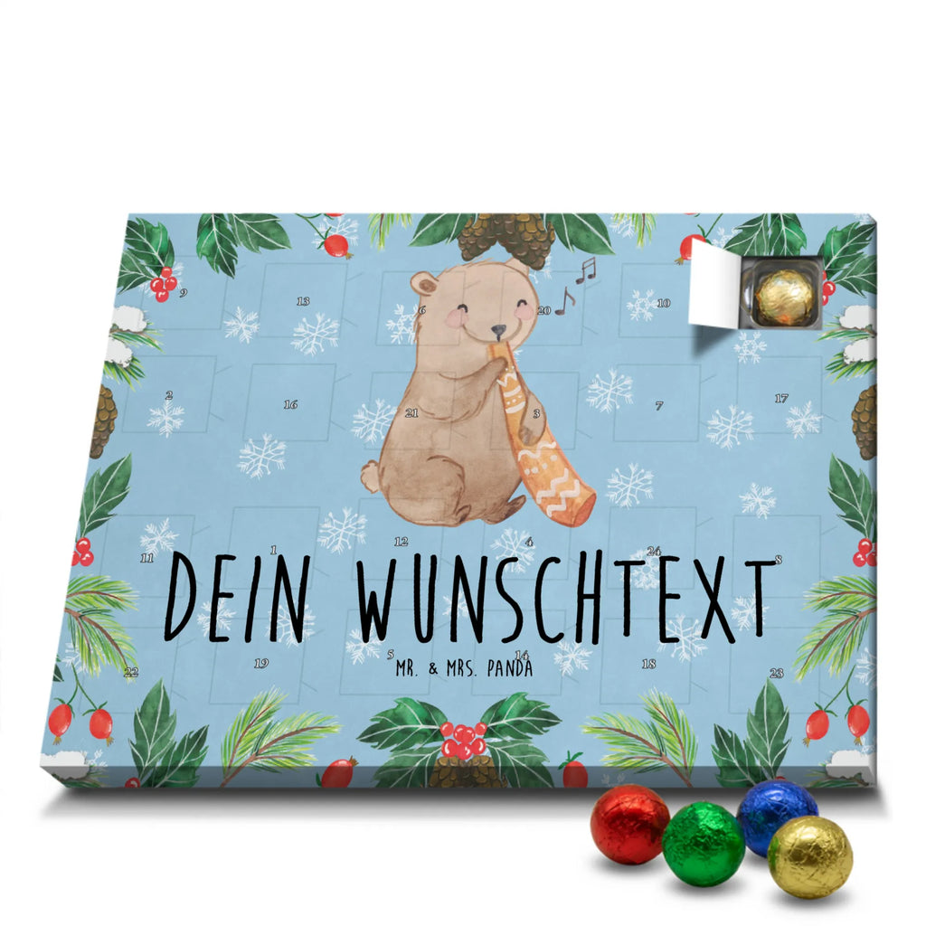 Personalisierter Schoko Adventskalender Bär Didgeridoo Personalisierter Adventskalender, Adventskalender mit Namen, Instrumente, Geschenke Musiker, Musikliebhaber, Bär, Blasinstrument, Pfeife, Aborigines, Australien