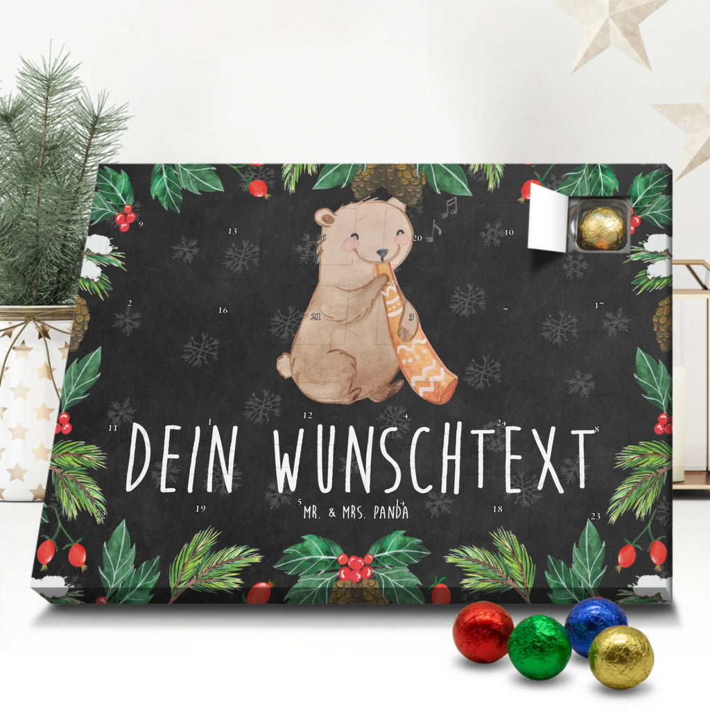 Personalisierter Schoko Adventskalender Bär Didgeridoo Personalisierter Adventskalender, Adventskalender mit Namen, Instrumente, Geschenke Musiker, Musikliebhaber, Bär, Blasinstrument, Pfeife, Aborigines, Australien