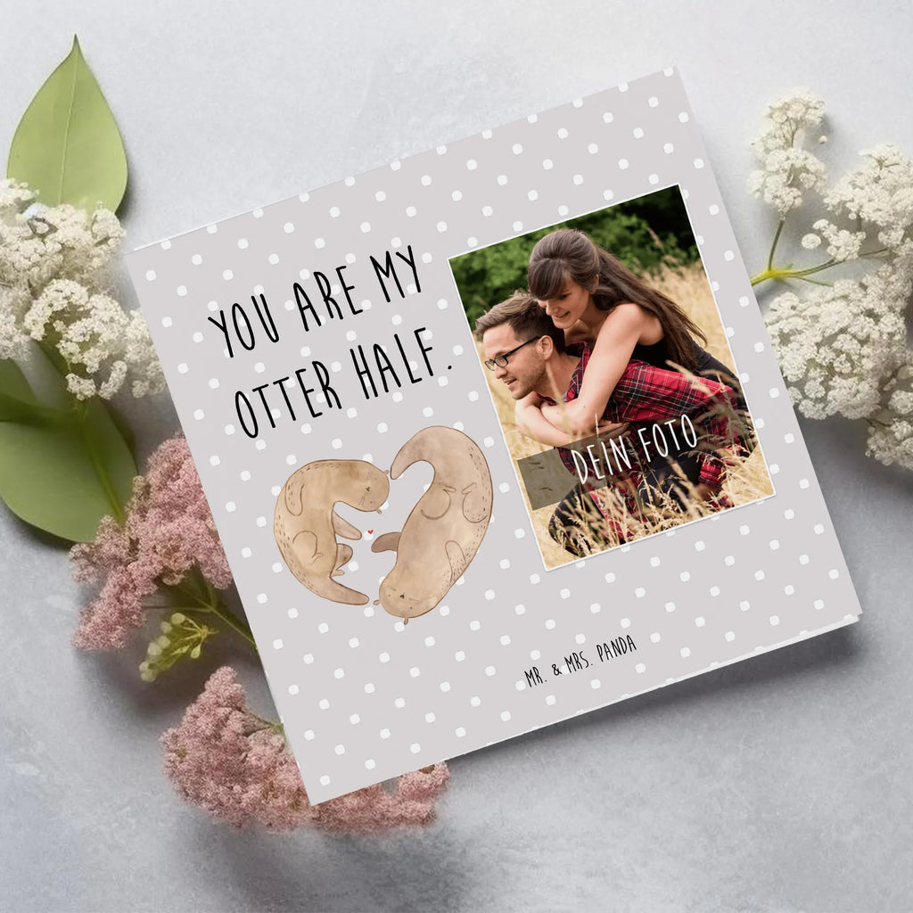 Personalisierte Foto Deluxe Karte Otter Herz Personalisierte Foto Grußkarte, Otter, Fischotter, Seeotter, Liebe, Herz, Liebesbeweis, Liebesgeschenk, Bessere Hälfte, Love you, Jahrestag, Hochzeitstag, Verlobung, gemeinsames Leben