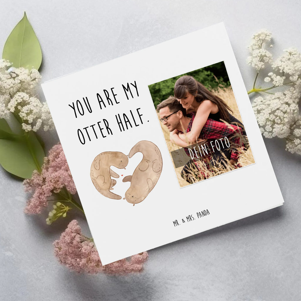 Personalisierte Foto Deluxe Karte Otter Herz Personalisierte Foto Grußkarte, Otter, Fischotter, Seeotter, Liebe, Herz, Liebesbeweis, Liebesgeschenk, Bessere Hälfte, Love you, Jahrestag, Hochzeitstag, Verlobung, gemeinsames Leben