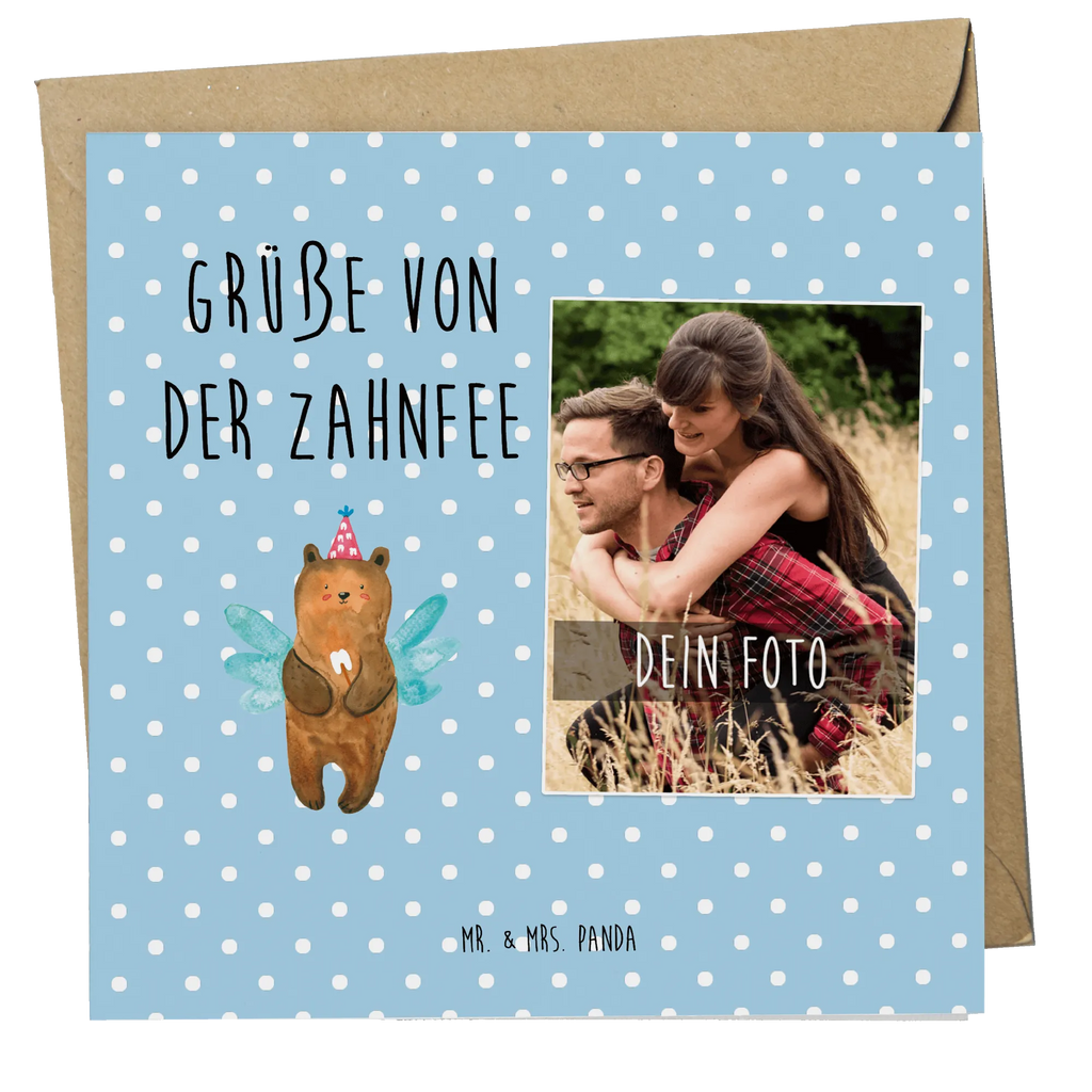 Personalisierte Foto Deluxe Karte Bär Zahnfee Personalisierte Foto Grußkarte, Bär, Teddy, Teddybär, Zahnfee, Fee, Milchzahn, Erster Zahn