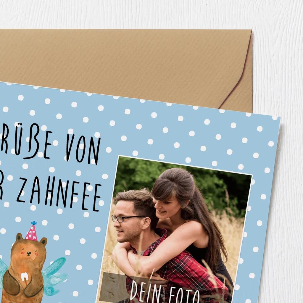 Personalisierte Foto Deluxe Karte Bär Zahnfee Personalisierte Foto Grußkarte, Bär, Teddy, Teddybär, Zahnfee, Fee, Milchzahn, Erster Zahn