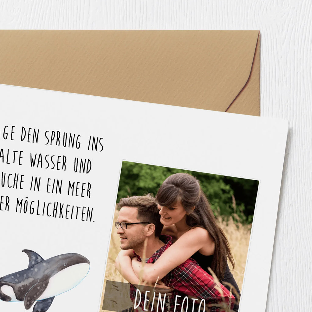 Personalisierte Foto Deluxe Karte Orca Personalisierte Foto Grußkarte, Meerestiere, Meer, Urlaub, Orca, Orcas, Killerwal, Wal, Möglichkeiten, Büro, Arbeit, Motivation, Selbstliebe, Neustart, Startup