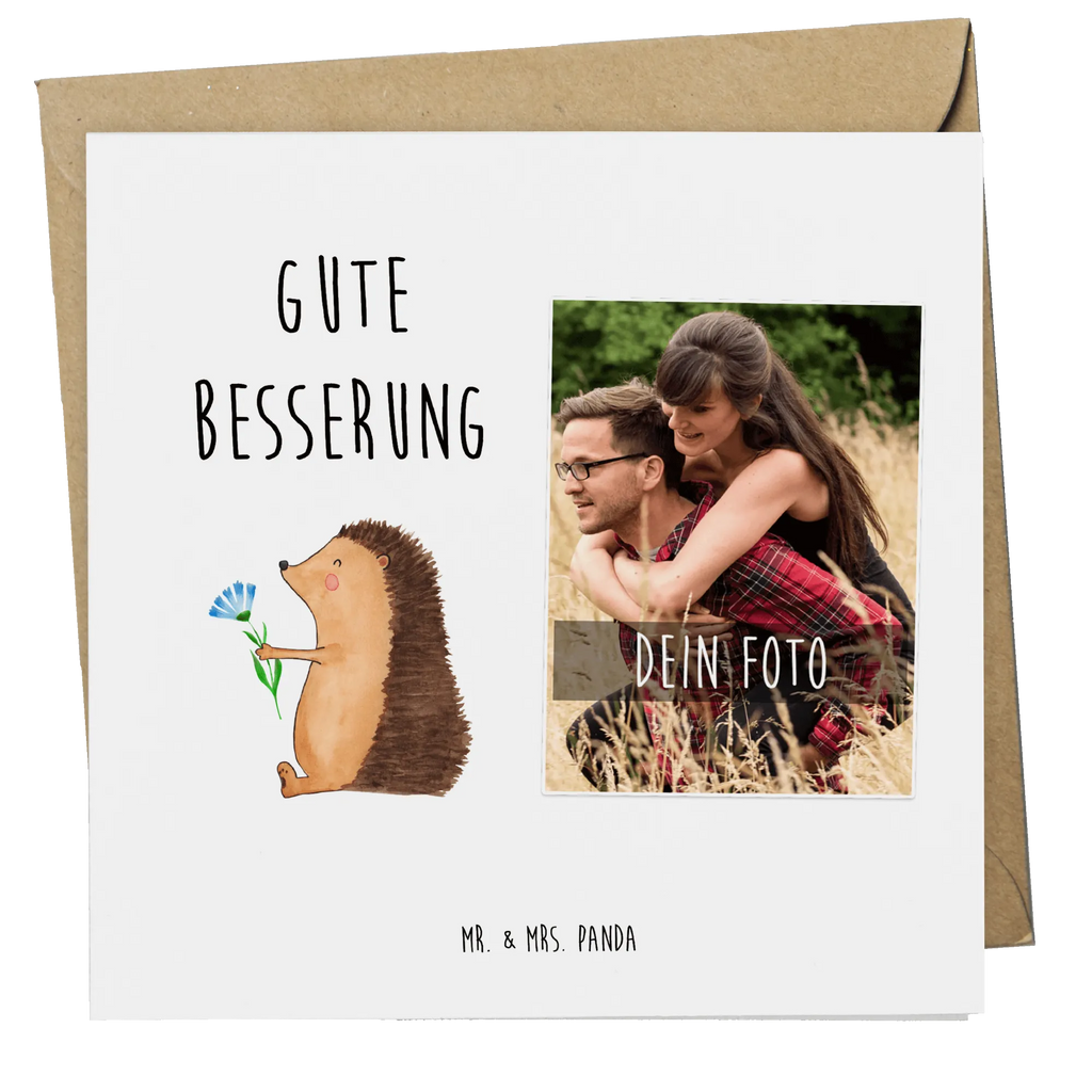 Personalisierte Foto Deluxe Karte Igel Blumen Personalisierte Foto Grußkarte, Tiermotive, Gute Laune, lustige Sprüche, Tiere, Igel, Gute Besserung, Genesungswünsche, Krankheit, Krankenhaus, krank, Besuch