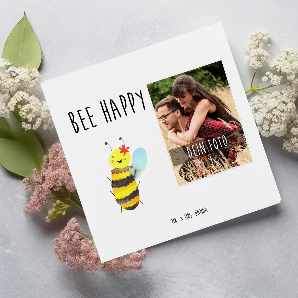 Personalisierte Foto Deluxe Karte Biene Happy Personalisierte Foto Grußkarte, Biene, Wespe, Hummel