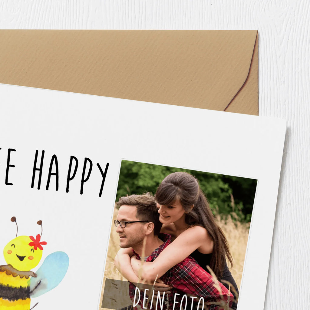 Personalisierte Foto Deluxe Karte Biene Happy Personalisierte Foto Grußkarte, Biene, Wespe, Hummel