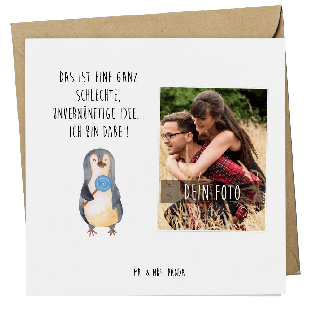 Personalisierte Foto Deluxe Karte Pinguin Lolli Personalisierte Foto Grußkarte, Pinguin, Pinguine, Lolli, Süßigkeiten, Blödsinn, Spruch, Rebell, Gauner, Ganove, Rabauke