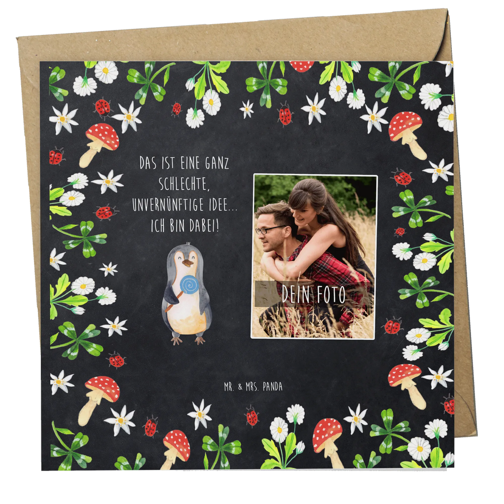 Personalisierte Foto Deluxe Karte Pinguin Lolli Personalisierte Foto Grußkarte, Pinguin, Pinguine, Lolli, Süßigkeiten, Blödsinn, Spruch, Rebell, Gauner, Ganove, Rabauke