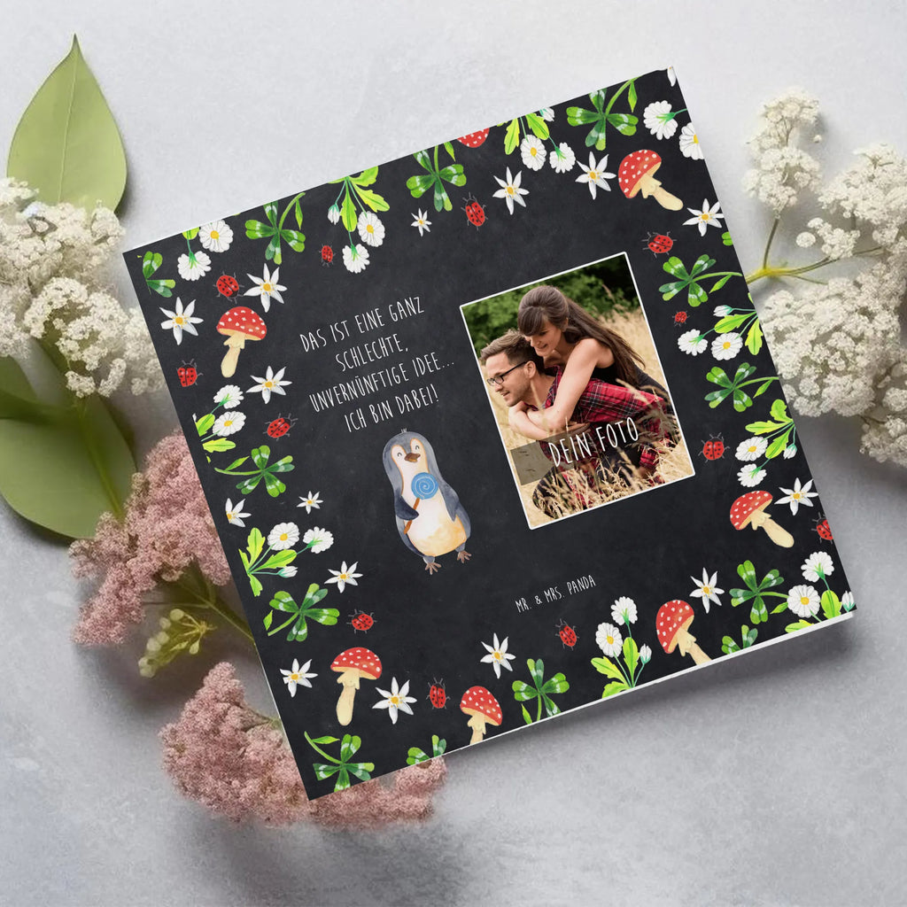 Personalisierte Foto Deluxe Karte Pinguin Lolli Personalisierte Foto Grußkarte, Pinguin, Pinguine, Lolli, Süßigkeiten, Blödsinn, Spruch, Rebell, Gauner, Ganove, Rabauke