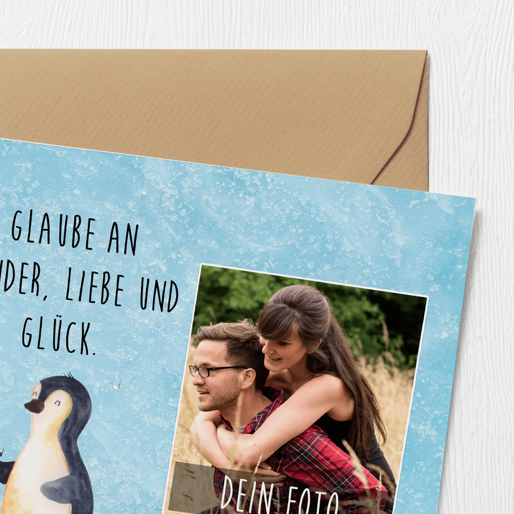 Personalisierte Foto Deluxe Karte Pinguin Marienkäfer Personalisierte Foto Grußkarte, Pinguin, Pinguine, Marienkäfer, Liebe, Wunder, Glück, Freude, Lebensfreude