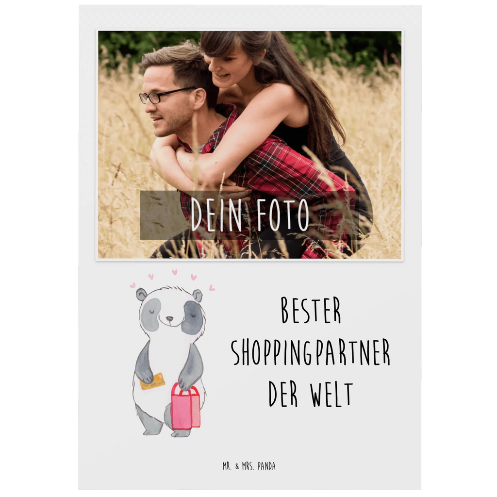 Personalisierte Foto Postkarte Panda Bester Shoppingpartner der Welt Personalisierte Foto Postkarte, für, Dankeschön, Geschenk, Schenken, Geburtstag, Geburtstagsgeschenk, Geschenkidee, Danke, Bedanken, Mitbringsel, Freude machen, Geschenktipp, Shoppingpartner, Shoppen, Begleitung, Partner, Freundin, Freund, bff, Shopping, Einkaufen, Shopping-Queen, Queen, Bester