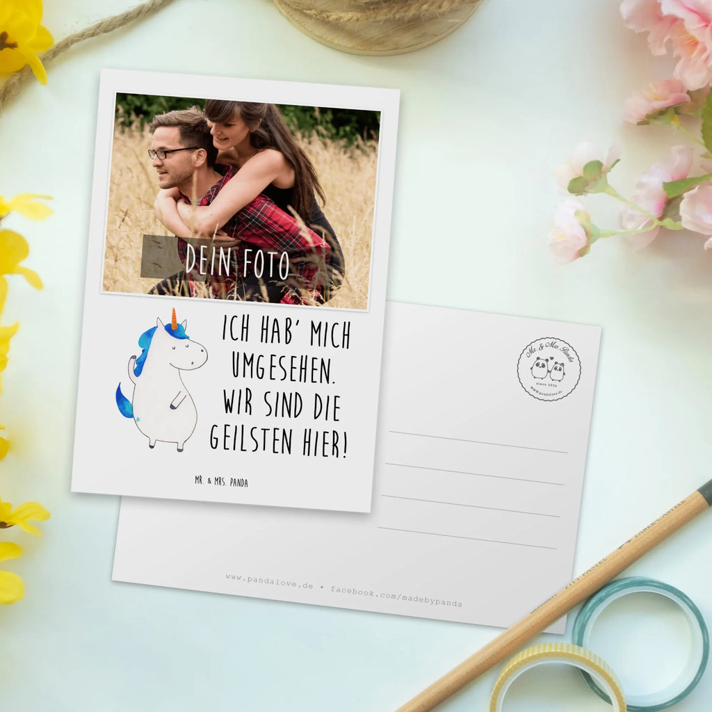 Personalisierte Foto Postkarte Einhorn Mann Personalisierte Foto Postkarte, Einhorn, Einhörner, Einhorn Deko, Pegasus, Unicorn, cool, Mann, Freundin, Familie, bester Freund, BFF, Party, hübsch, beste