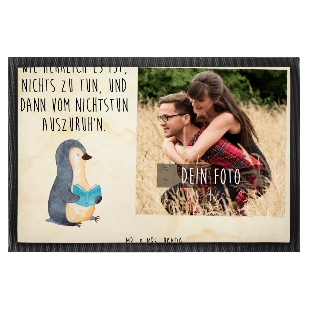 Personalisierte Foto Fußmatte Pinguin Buch Personalisierte Foto Fußmatte, Pinguin, Pinguine, Buch, Lesen, Bücherwurm, Nichtstun, Faulenzen, Ferien, Urlaub, Freizeit