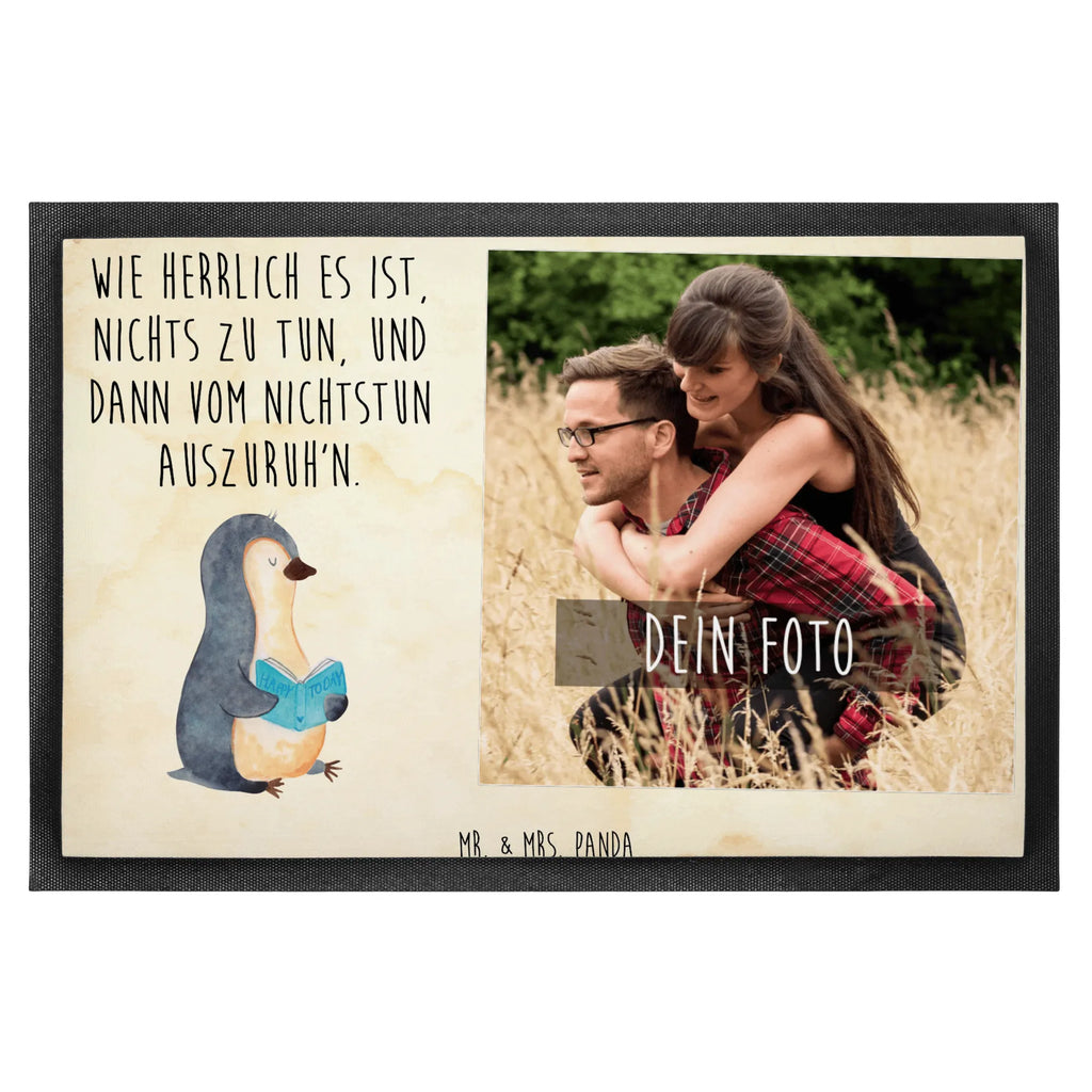 Personalisierte Foto Fußmatte Pinguin Buch Personalisierte Foto Fußmatte, Pinguin, Pinguine, Buch, Lesen, Bücherwurm, Nichtstun, Faulenzen, Ferien, Urlaub, Freizeit