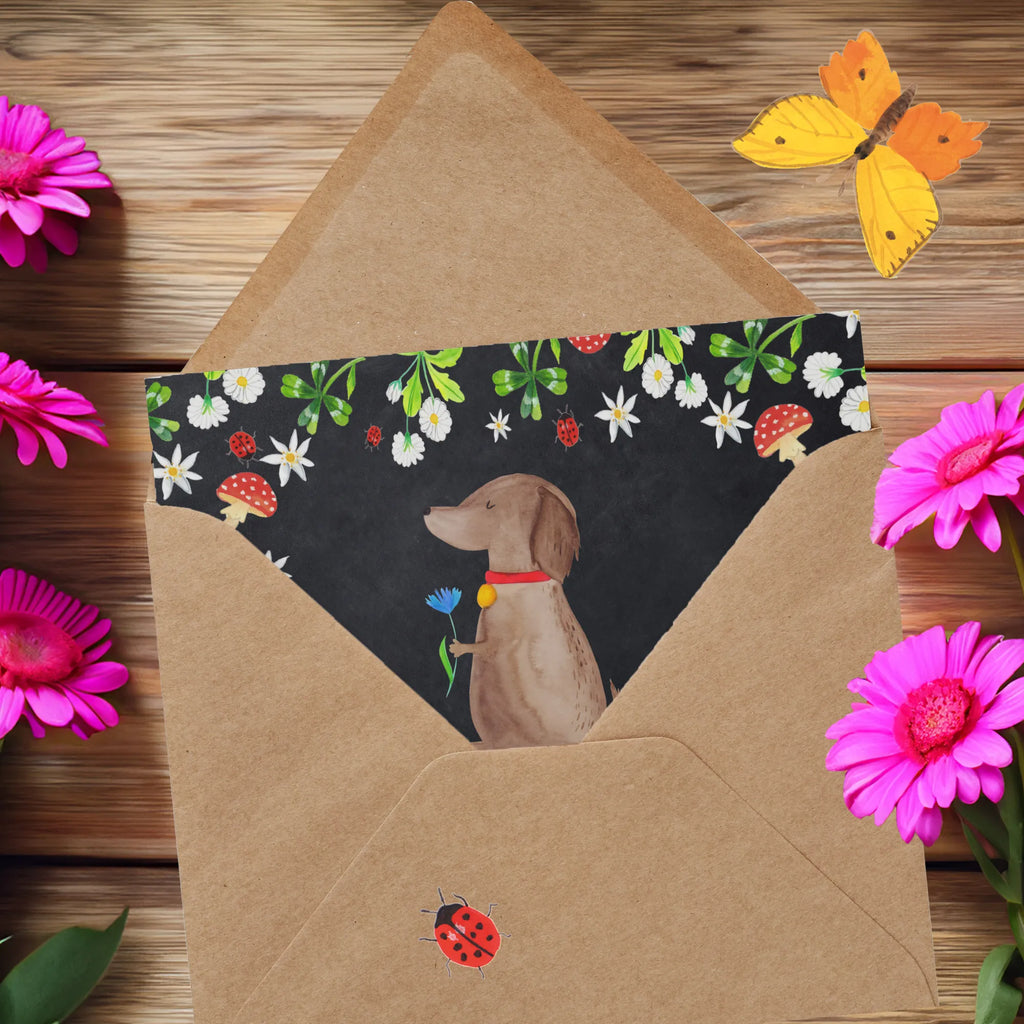 Deluxe Karte Hund Blume Karte, Grußkarte, Klappkarte, Einladungskarte, Glückwunschkarte, Hochzeitskarte, Geburtstagskarte, Hochwertige Grußkarte, Hochwertige Klappkarte, Hund, Hundemotiv, Haustier, Hunderasse, Tierliebhaber, Hundebesitzer, Sprüche, Hunde, Frauchen, Hundeliebe