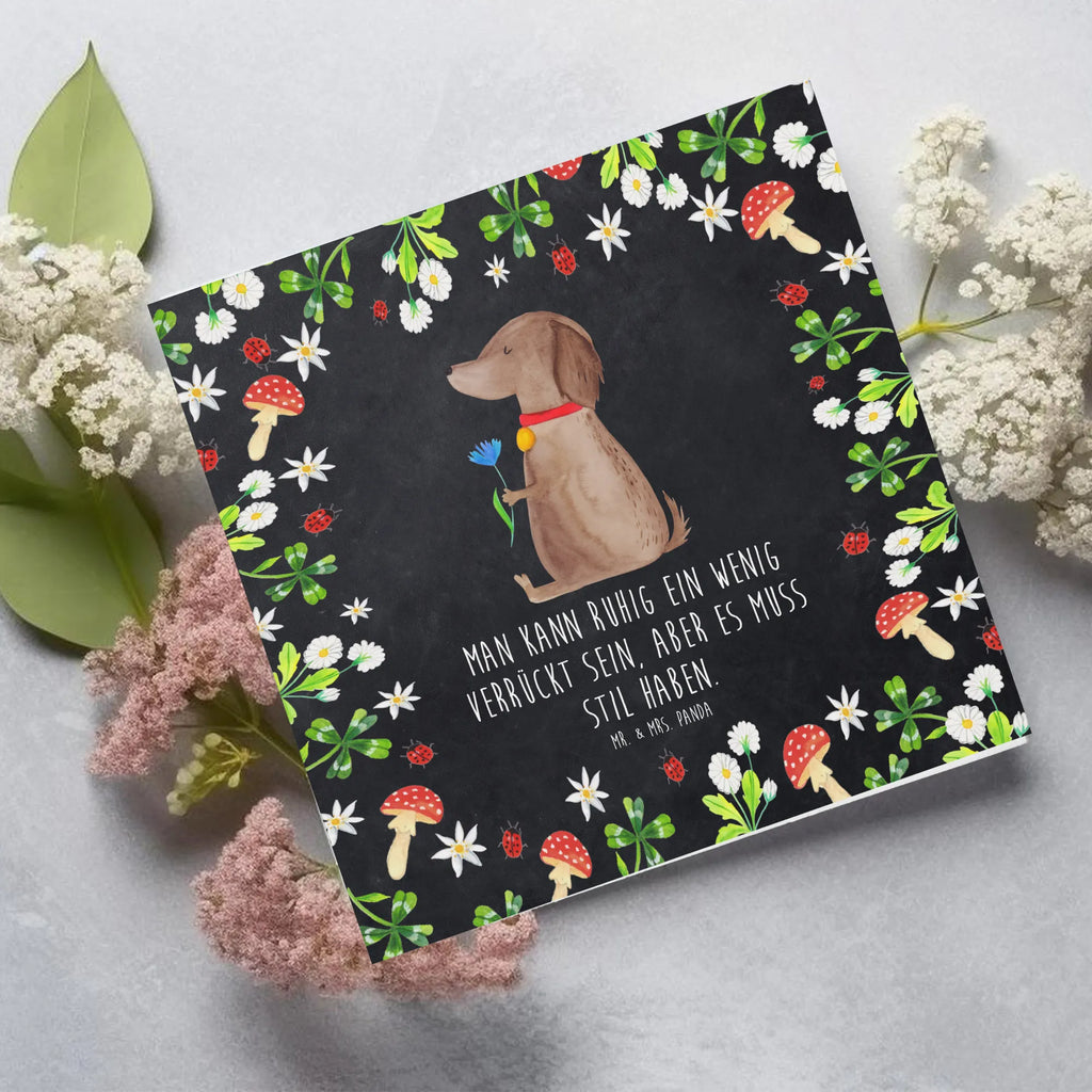 Deluxe Karte Hund Blume Karte, Grußkarte, Klappkarte, Einladungskarte, Glückwunschkarte, Hochzeitskarte, Geburtstagskarte, Hochwertige Grußkarte, Hochwertige Klappkarte, Hund, Hundemotiv, Haustier, Hunderasse, Tierliebhaber, Hundebesitzer, Sprüche, Hunde, Frauchen, Hundeliebe