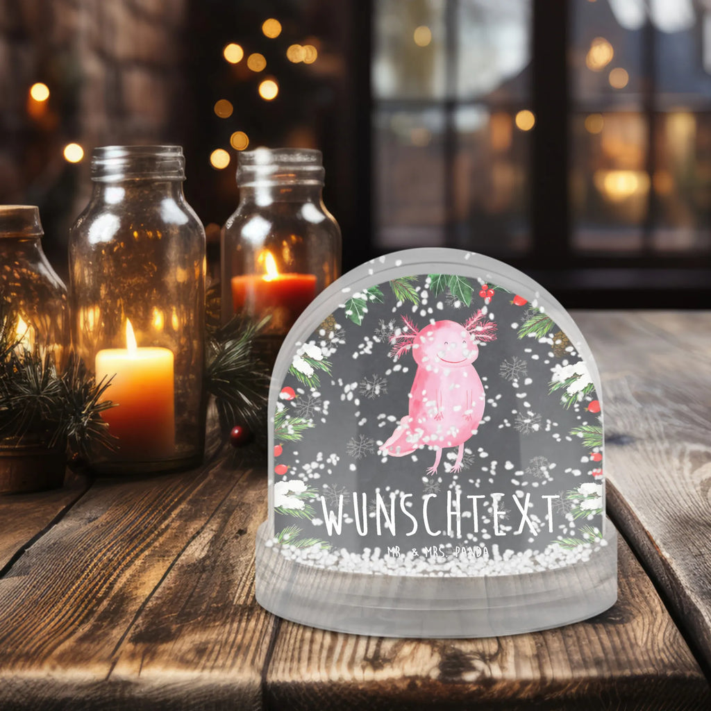 Personalisierte Schneekugel Axolotl Glücklich Personalisierte Schneekugel, Personalisierte Schüttelkugel, Personalisierte  Wunderkugel, Axolotl, Molch, Axolot, Schwanzlurch, Lurch, Lurche, Motivation, gute Laune