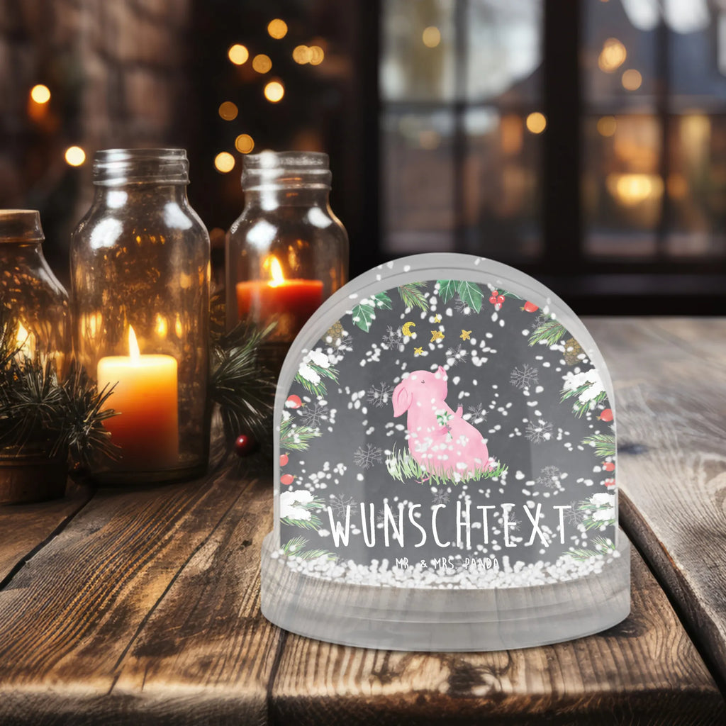 Personalisierte Schneekugel Schwein Glück Personalisierte Schneekugel, Personalisierte Schüttelkugel, Personalisierte  Wunderkugel, Tiermotive, Gute Laune, lustige Sprüche, Tiere, Glücksschwein. Glück, Schwein, Schweinchen, Sterne, Sernchen, Ziele, Träume, Motivation, Glücksbringer