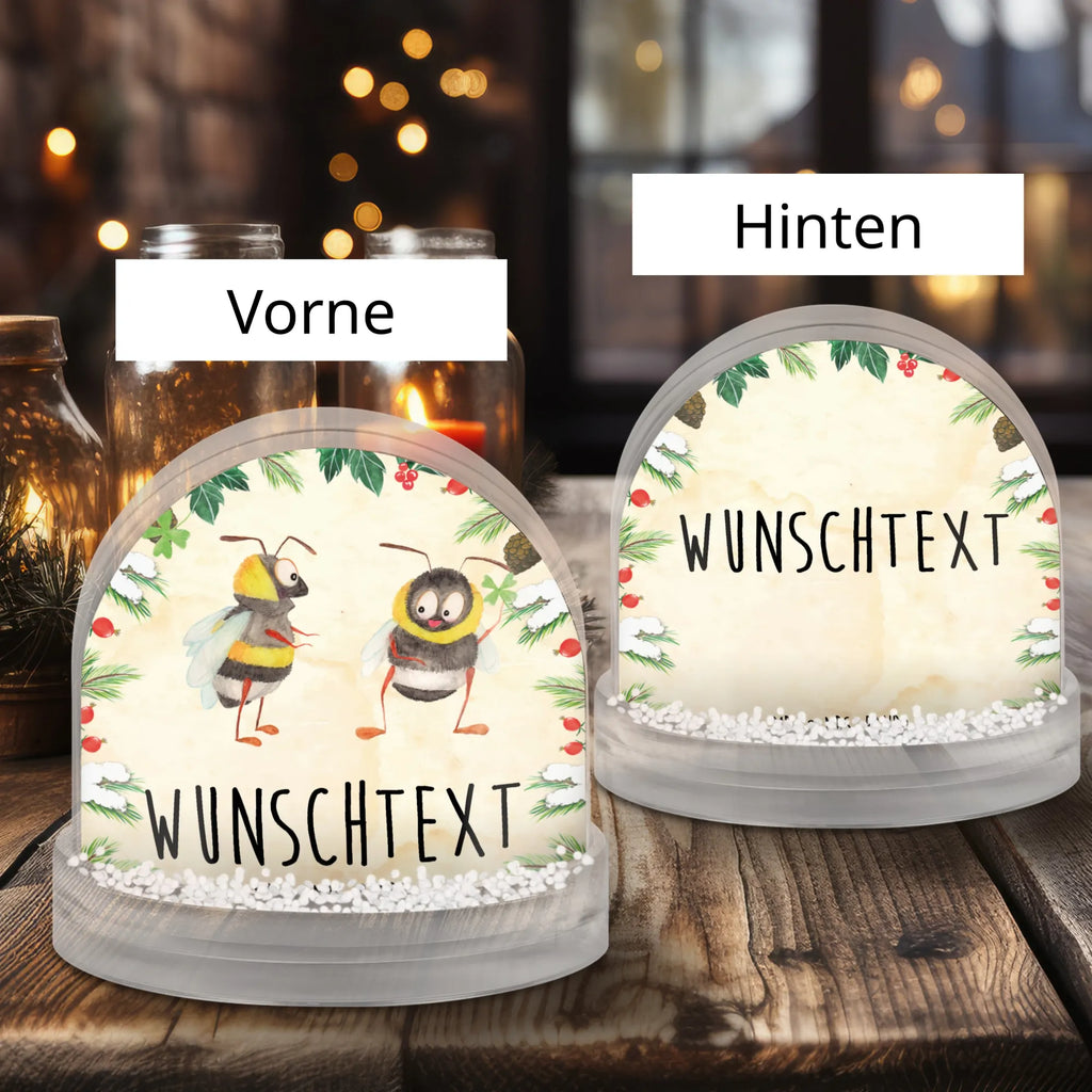 Personalisierte Schneekugel Hummeln Kleeblatt Personalisierte Schneekugel, Personalisierte Schüttelkugel, Personalisierte  Wunderkugel, Tiermotive, Gute Laune, lustige Sprüche, Tiere, Hummel, Biene, Spruch positiv, Biene Deko, Spruch schön, glücklich sein, glücklich werden, Spruch fröhlich