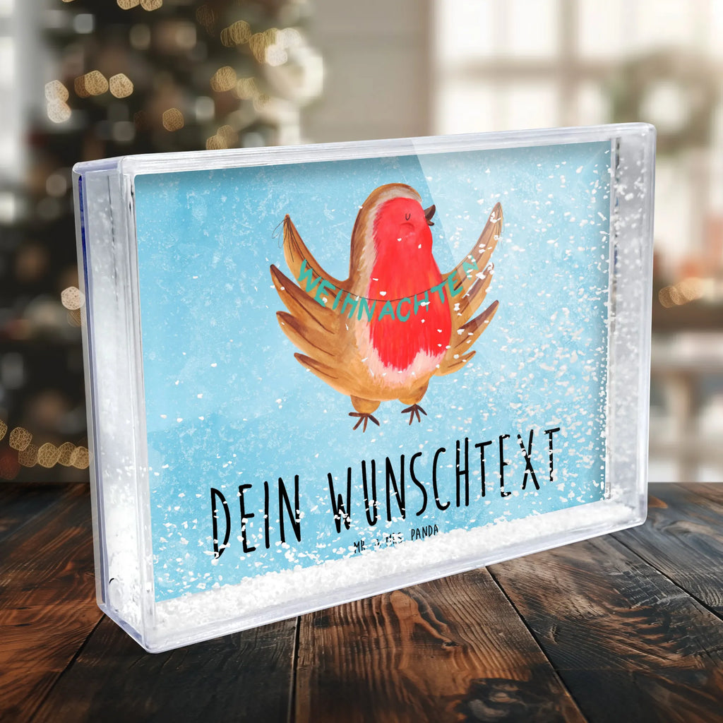 Personalisierter Schüttelrahmen Rotkehlchen Weihnachten Winter, Weihnachten, Weihnachtsdeko, Nikolaus, Advent, Heiligabend, Wintermotiv, Frohe Weihnachten, Weihnachtsmotiv, Weihnachtsgruß, Vogel, xmas