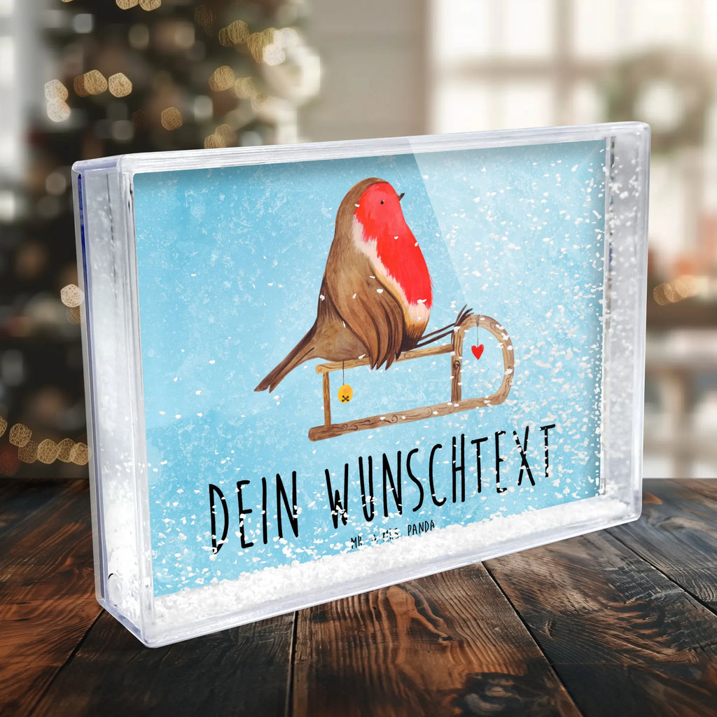 Personalisierter Schüttelrahmen Rotkehlchen Schlitten Winter, Weihnachten, Weihnachtsdeko, Nikolaus, Advent, Heiligabend, Wintermotiv, Schlitten, Vogel