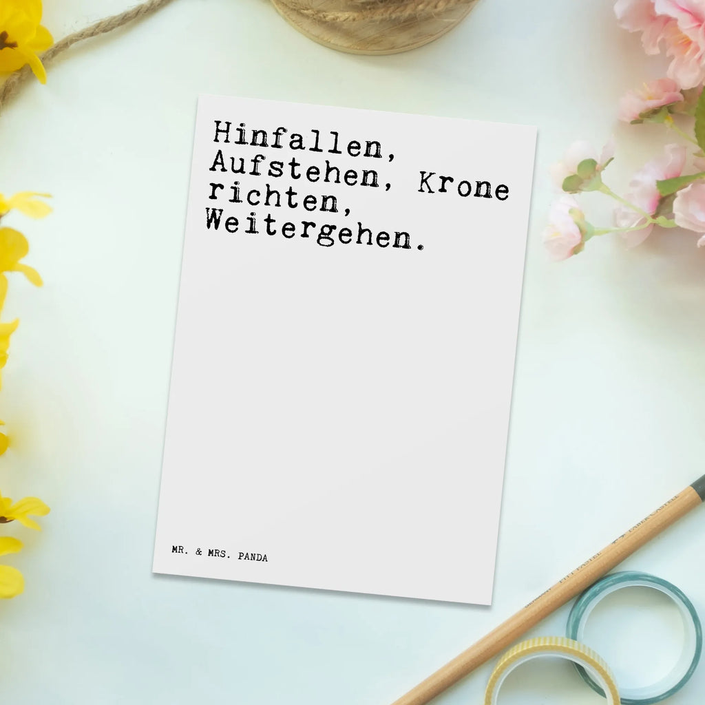 Postkarte Sprüche und Zitate Hinfallen, Aufstehen, Krone richten, Weitergehen. Postkarte, Karte, Geschenkkarte, Grußkarte, Einladung, Ansichtskarte, Geburtstagskarte, Einladungskarte, Dankeskarte, Ansichtskarten, Einladung Geburtstag, Einladungskarten Geburtstag, Spruch, Sprüche, lustige Sprüche, Weisheiten, Zitate, Spruch Geschenke, Spruch Sprüche Weisheiten Zitate Lustig Weisheit Worte