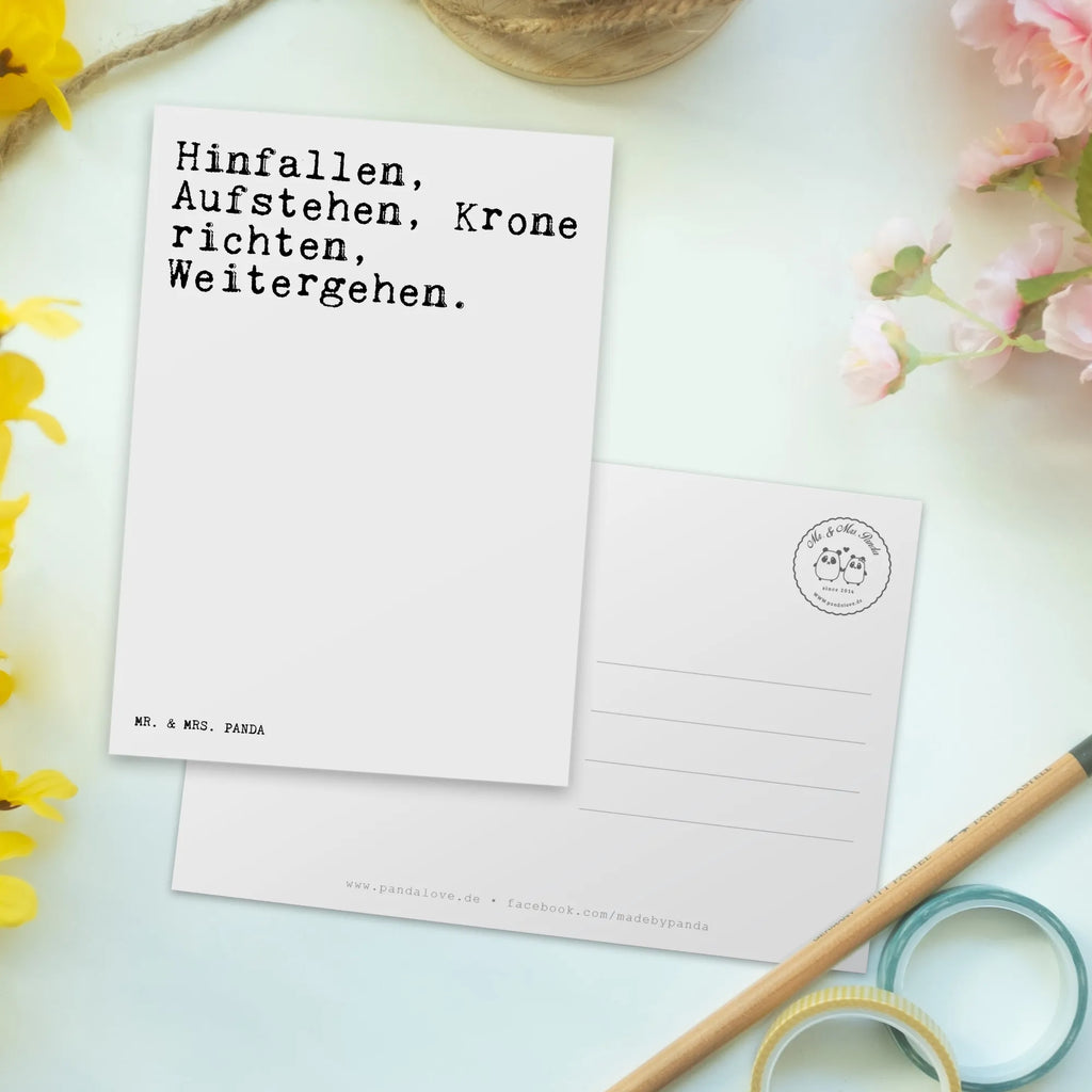 Postkarte Sprüche und Zitate Hinfallen, Aufstehen, Krone richten, Weitergehen. Postkarte, Karte, Geschenkkarte, Grußkarte, Einladung, Ansichtskarte, Geburtstagskarte, Einladungskarte, Dankeskarte, Ansichtskarten, Einladung Geburtstag, Einladungskarten Geburtstag, Spruch, Sprüche, lustige Sprüche, Weisheiten, Zitate, Spruch Geschenke, Spruch Sprüche Weisheiten Zitate Lustig Weisheit Worte