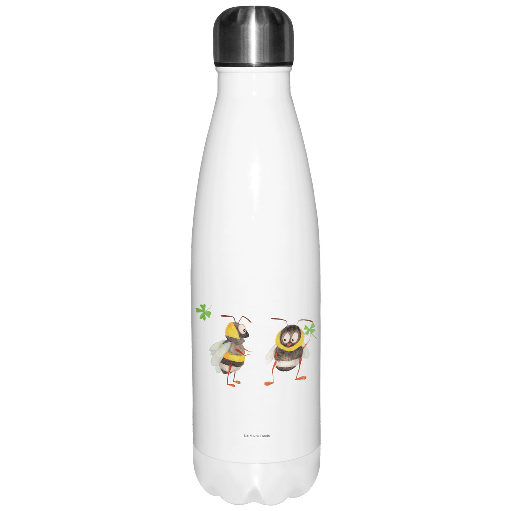 Thermosflasche Hummeln mit Kleeblatt Isolierflasche, Thermoflasche, Trinkflasche, Thermos, Edelstahl, Tiermotive, Gute Laune, lustige Sprüche, Tiere, Hummel, Biene, Spruch positiv, Biene Deko, Spruch schön, glücklich sein, glücklich werden, Spruch fröhlich