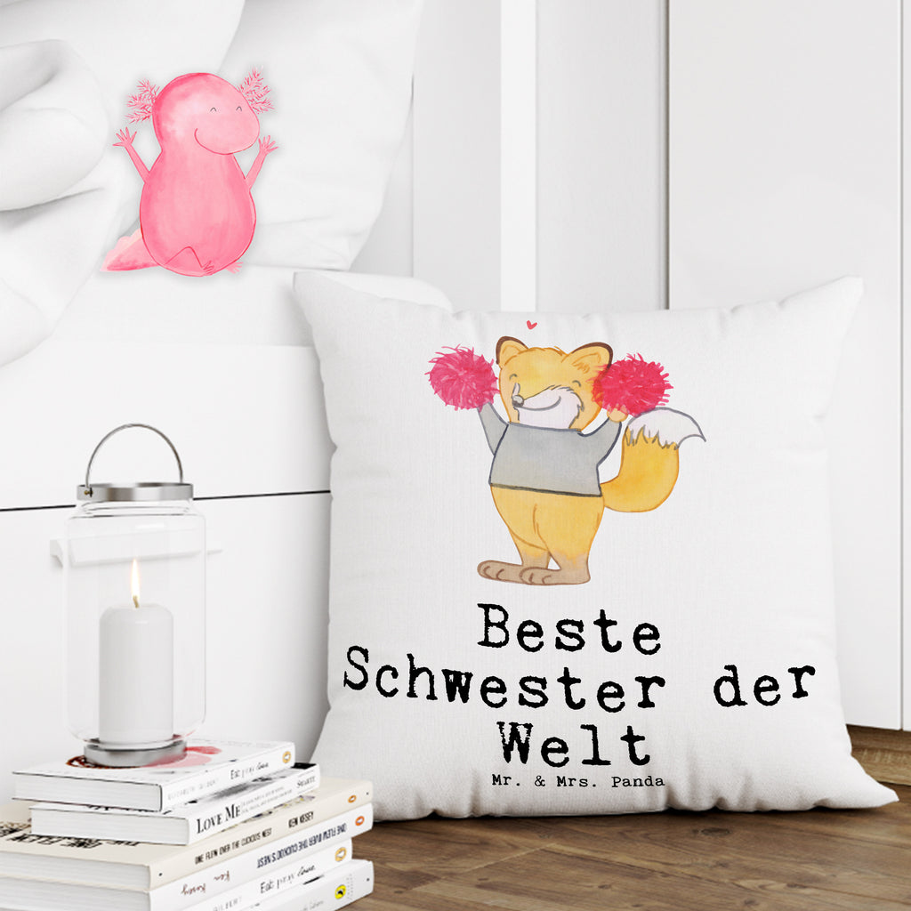 40x40 Kissen Fuchs Beste Schwester der Welt Kissenhülle, Kopfkissen, Sofakissen, Dekokissen, Motivkissen, für, Dankeschön, Geschenk, Schenken, Geburtstag, Geburtstagsgeschenk, Geschenkidee, Danke, Bedanken, Mitbringsel, Freude machen, Geschenktipp, Schwester, Geschwister, Schwesterherz, Sister, Familie, Kleinigkeit, Beste, Tochter