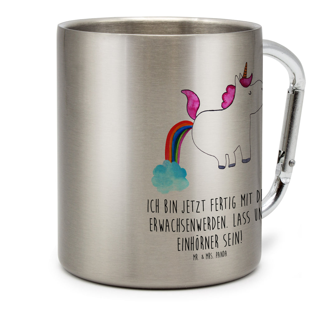 Edelstahlbecher Einhorn Pupsend Edelstahltasse, Karabiner, Edelstahlbecher, Outdoor, Camping, Tasse, Becher, Einhorn, Einhörner, Einhorn Deko, Pegasus, Unicorn, Pups, Regenbogen, Glitzer, Einhornpower, Erwachsenwerden, Spaß, lustig, Freundin