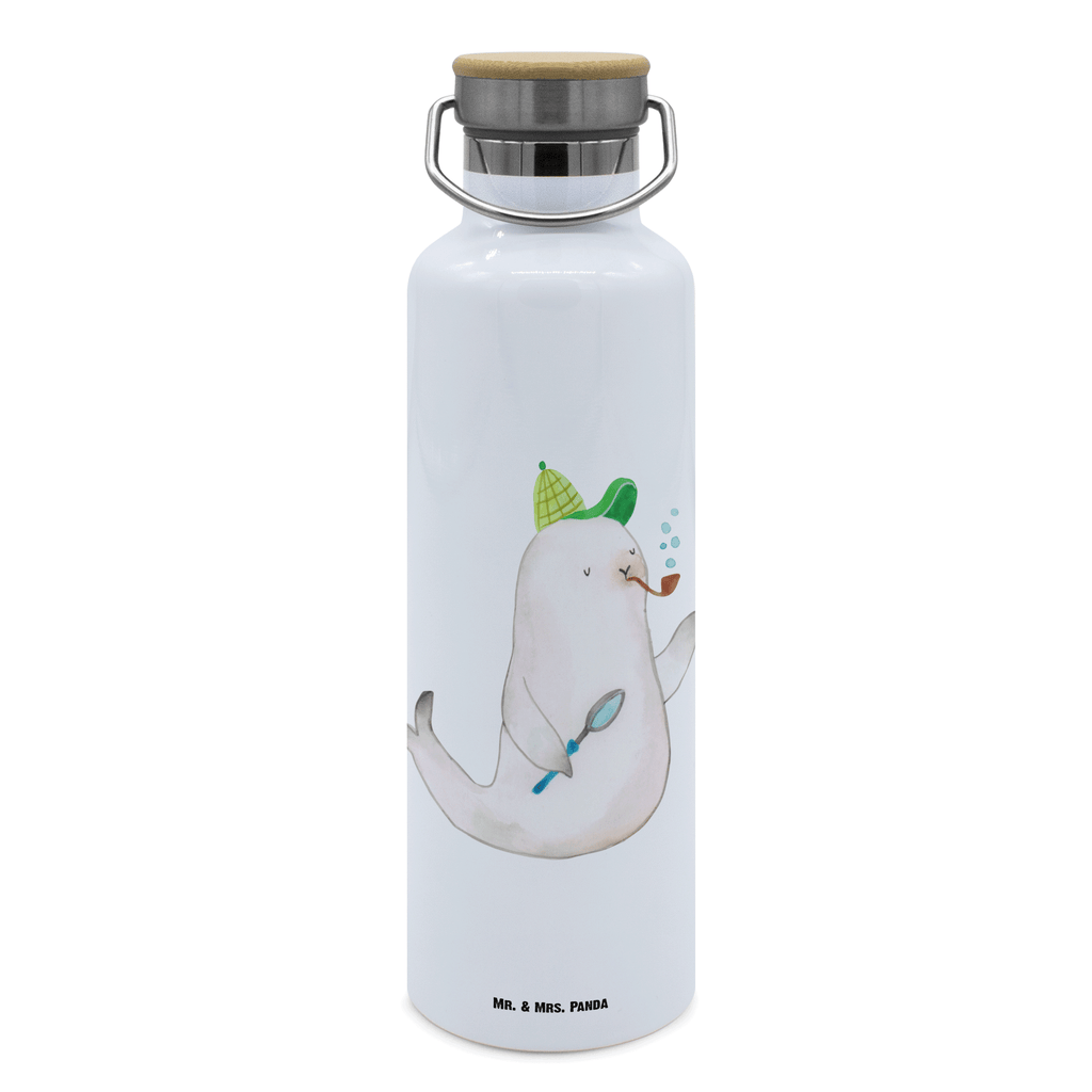 Trinkflasche Robbe Sherlock Thermosflasche, Isolierflasche, Edelstahl, Trinkflasche, isoliert, Wamrhaltefunktion, Sportflasche, Flasche zum Sport, Sportlerflasche, Tiermotive, Gute Laune, lustige Sprüche, Tiere