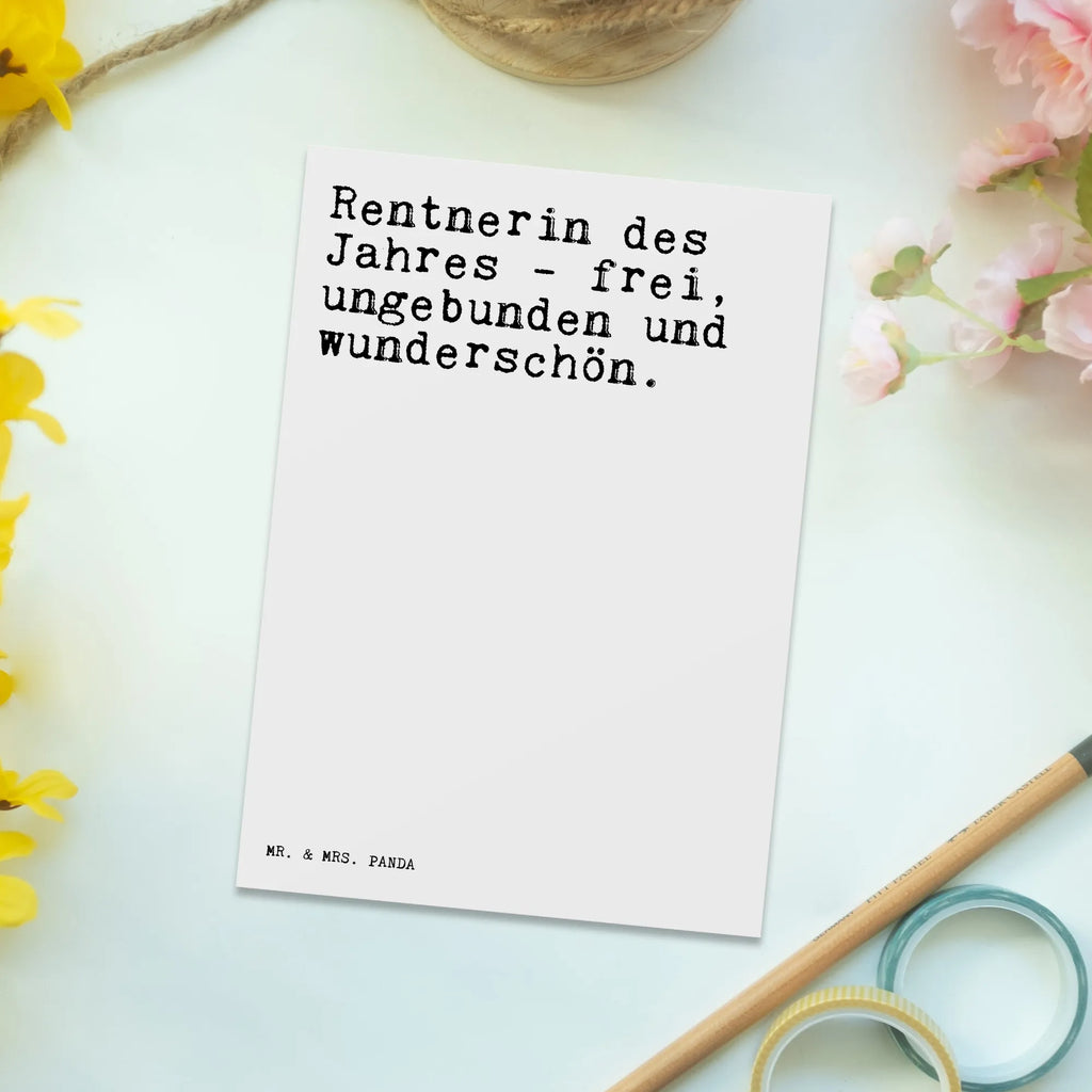 Postkarte Sprüche und Zitate Rentnerin des Jahres - frei, ungebunden und wunderschön. Postkarte, Karte, Geschenkkarte, Grußkarte, Einladung, Ansichtskarte, Geburtstagskarte, Einladungskarte, Dankeskarte, Ansichtskarten, Einladung Geburtstag, Einladungskarten Geburtstag, Spruch, Sprüche, lustige Sprüche, Weisheiten, Zitate, Spruch Geschenke, Spruch Sprüche Weisheiten Zitate Lustig Weisheit Worte