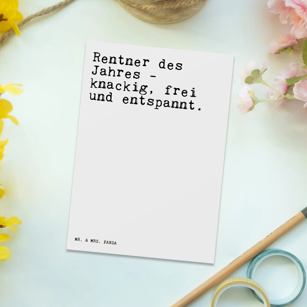 Postkarte Sprüche und Zitate Rentner des Jahres - knackig, frei und entspannt. Postkarte, Karte, Geschenkkarte, Grußkarte, Einladung, Ansichtskarte, Geburtstagskarte, Einladungskarte, Dankeskarte, Ansichtskarten, Einladung Geburtstag, Einladungskarten Geburtstag, Spruch, Sprüche, lustige Sprüche, Weisheiten, Zitate, Spruch Geschenke, Spruch Sprüche Weisheiten Zitate Lustig Weisheit Worte