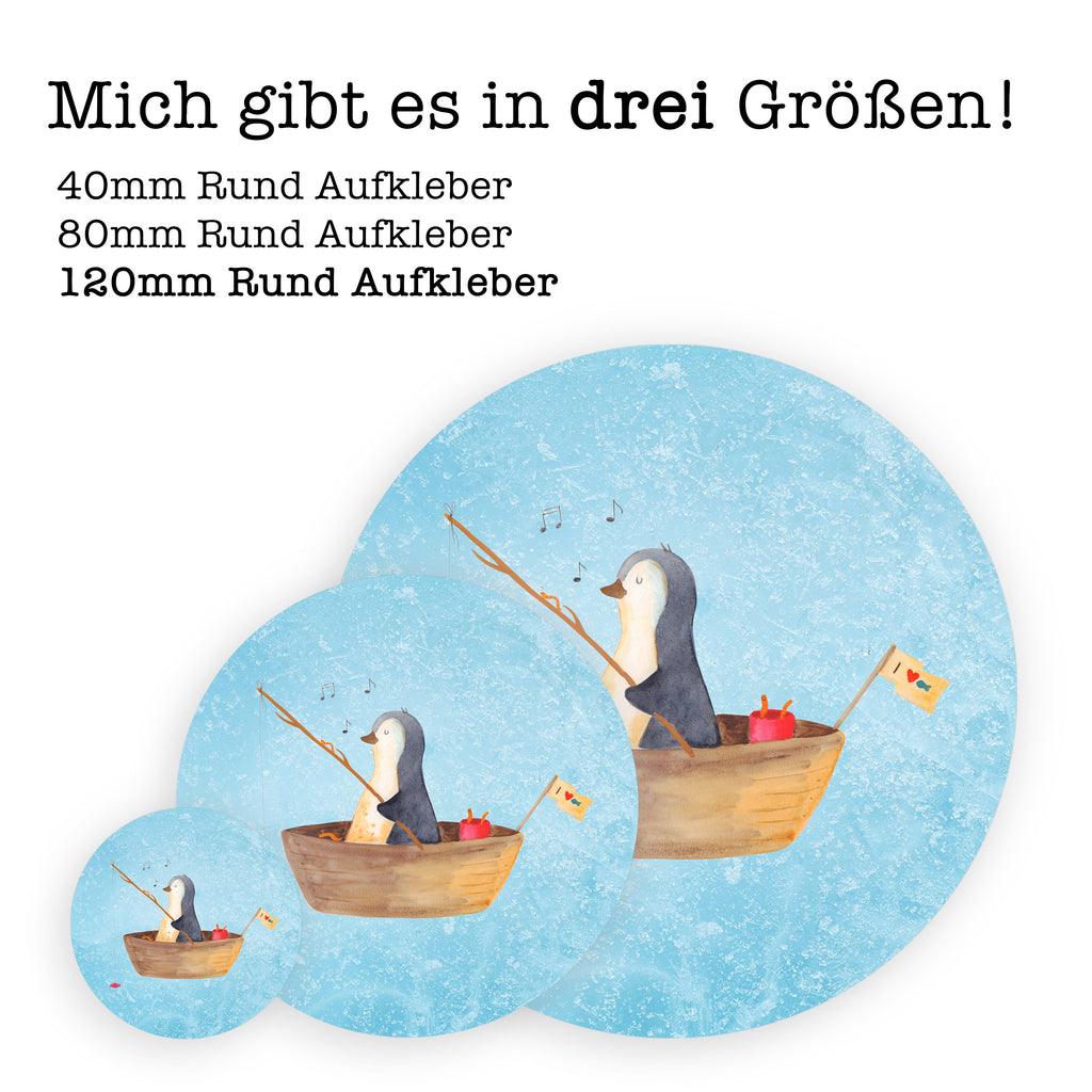 Rund Aufkleber Pinguin Angelboot Sticker, Aufkleber, Etikett, Pinguin, Pinguine, Angeln, Boot, Angelboot, Lebenslust, Leben, genießen, Motivation, Neustart, Neuanfang, Trennung, Scheidung, Geschenkidee Liebeskummer