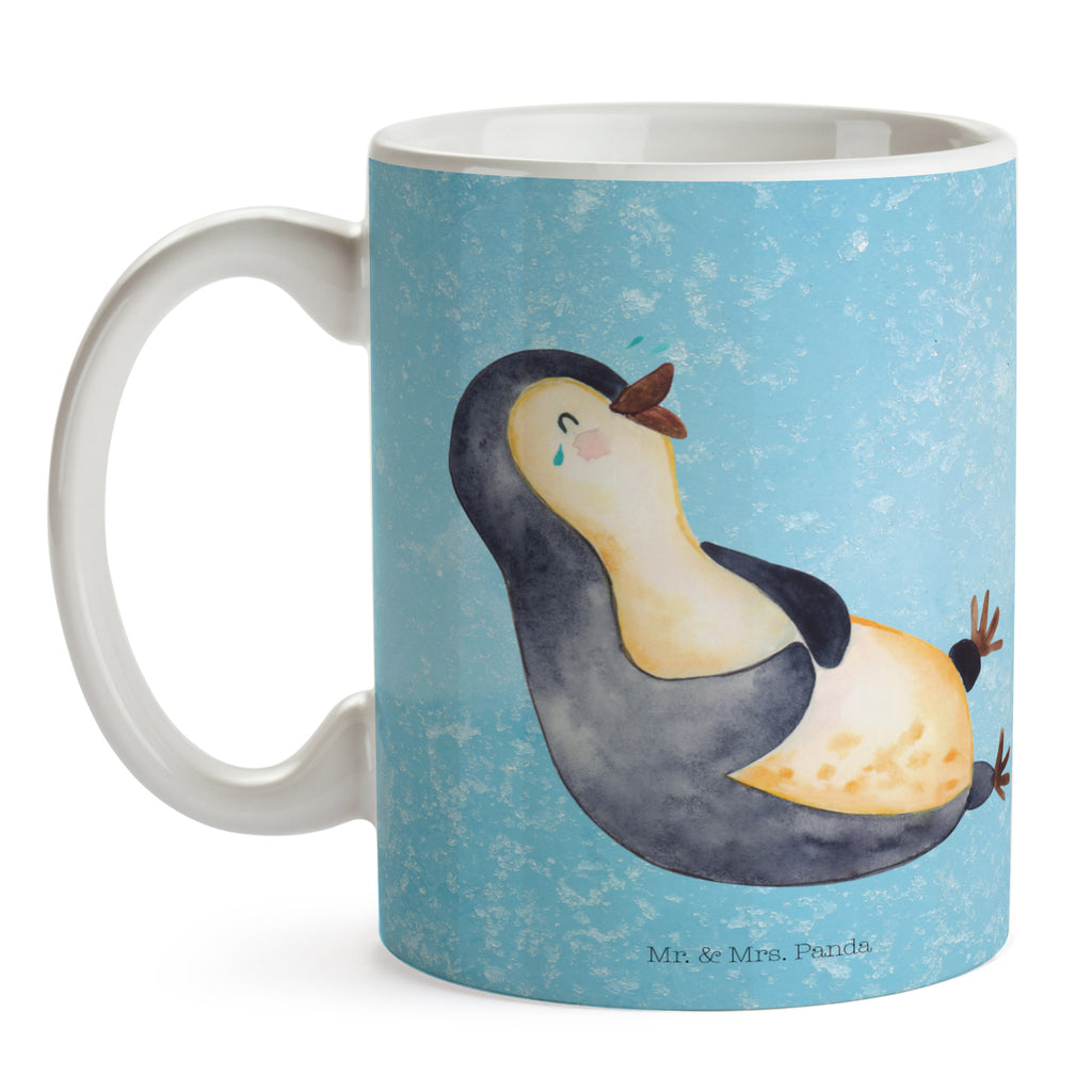 Tasse Pinguin lachend Tasse, Kaffeetasse, Teetasse, Becher, Kaffeebecher, Teebecher, Keramiktasse, Porzellantasse, Büro Tasse, Geschenk Tasse, Tasse Sprüche, Tasse Motive, Pinguin, Pinguine, lustiger Spruch, Optimismus, Fröhlich, Lachen, Humor, Fröhlichkeit