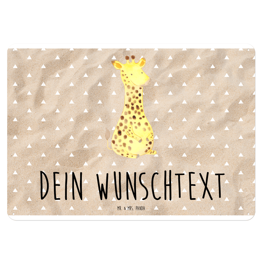 Personalisiertes Blechschild Giraffe Zufrieden Blechschild, Metallschild, Geschenk Schild, Schild, Magnet-Metall-Schild, Deko Schild, Wandschild, Wand-Dekoration, Türschild, Afrika, Wildtiere, Giraffe, Zufrieden, Glück, Abenteuer