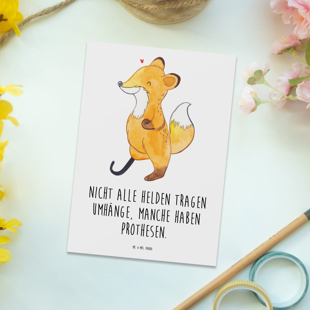 Postkarte Fuchs Beinprothese Postkarte, Karte, Geschenkkarte, Grußkarte, Einladung, Ansichtskarte, Geburtstagskarte, Einladungskarte, Dankeskarte, Ansichtskarten, Einladung Geburtstag, Einladungskarten Geburtstag, Fuchs, Amputation, Beimamputation, Beinprothese