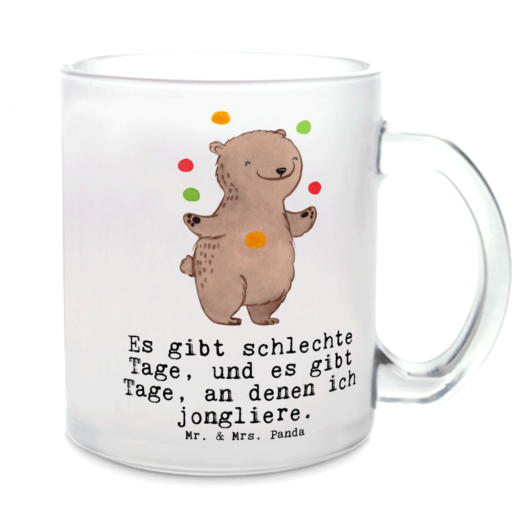 Teetasse Bär Jonglieren Tage Teetasse, Teeglas, Teebecher, Tasse mit Henkel, Tasse, Glas Teetasse, Teetasse aus Glas, Geschenk, Sport, Sportart, Hobby, Schenken, Danke, Dankeschön, Auszeichnung, Gewinn, Sportler, Jonglieren, Jongleur, Zirkus, Artistik