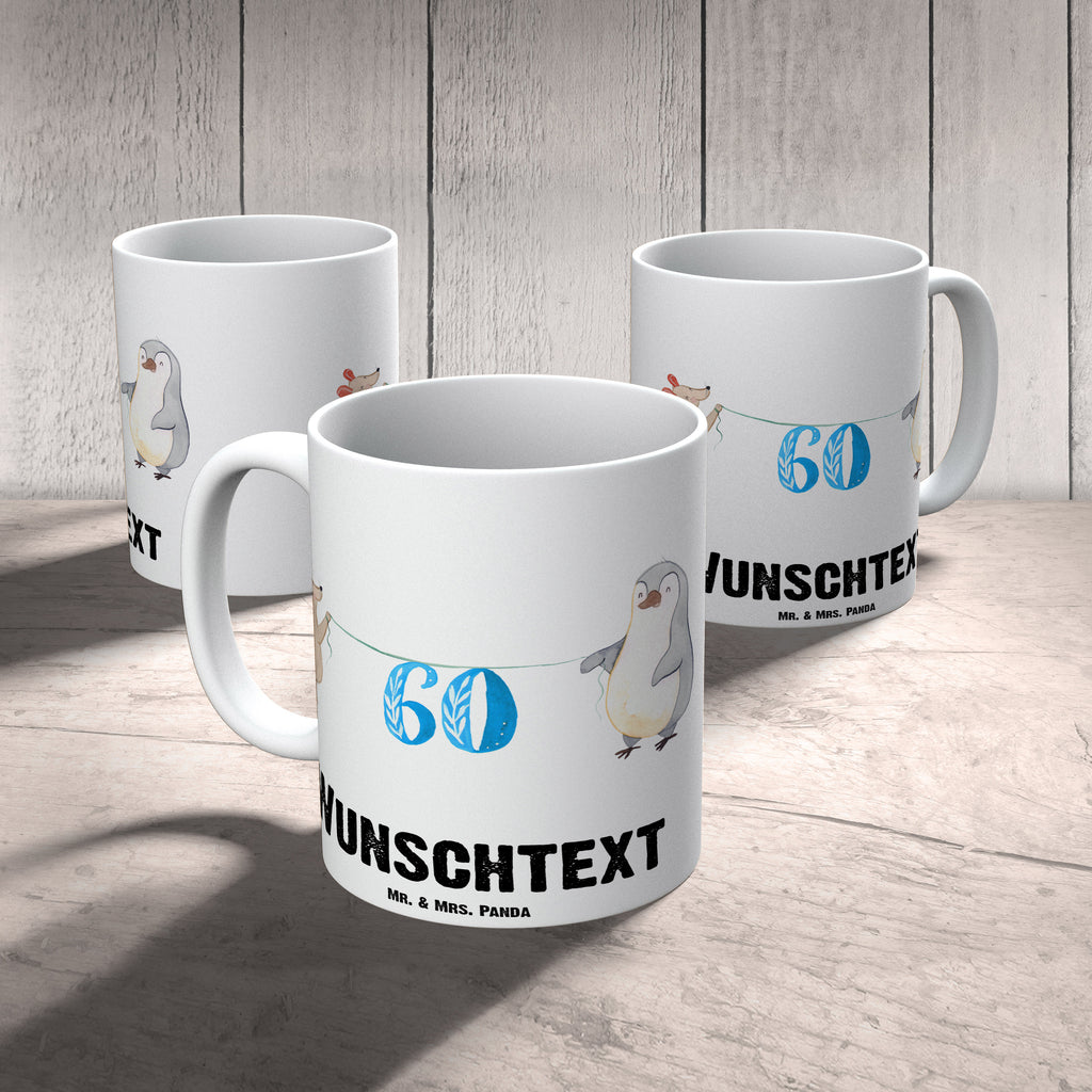 Personalisierte Tasse 60. Geburtstag Maus Pinguin Personalisierte Tasse, Namenstasse, Wunschname, Personalisiert, Tasse, Namen, Drucken, Tasse mit Namen, Geburtstag, Geburtstagsgeschenk, Geschenk, Party, Feiern, Torte, Kuchen