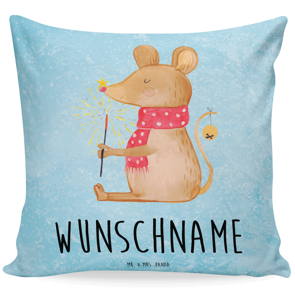 Personalisiertes Kissen Weihnachtsmaus Kissen, personalisiert, Name, Wunschname, bedrucken, Kopfkissen, Winter, Weihnachten, Weihnachtsdeko, Nikolaus, Advent, Heiligabend, Wintermotiv, Frohe Weihnachten, Weihnachtsgruß, Weihnachtsmotiv, Maus, Mäuschen, Weihnachtswunder